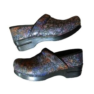 Dansko Leather Black Polka Dot Clogs Slip On Shoes Size 9